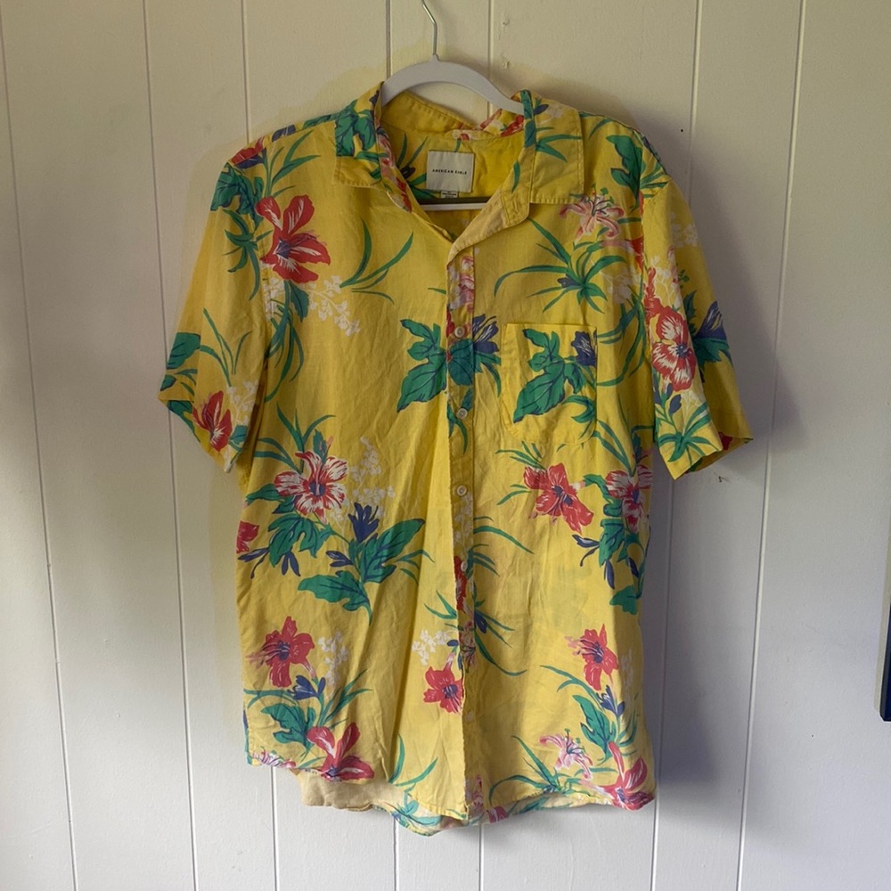 Yellow tropical Hawaiian Shirt from American Eagle
